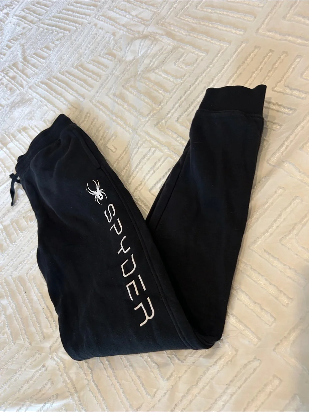 Spyder Kids Black Elastic Waist Drawstring Sweatpants Joggers Size L 14/16